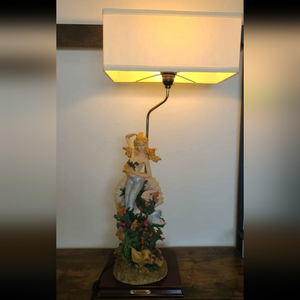Vintage Crosa Collection Mermaid Table Lamp with White Shade (1 Of 2)
